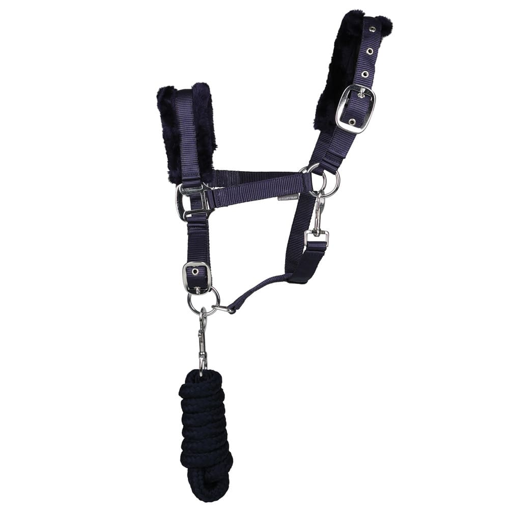 Hy Equestrian Faux Fur Padded Head Collar & Lead Rope - Image 2