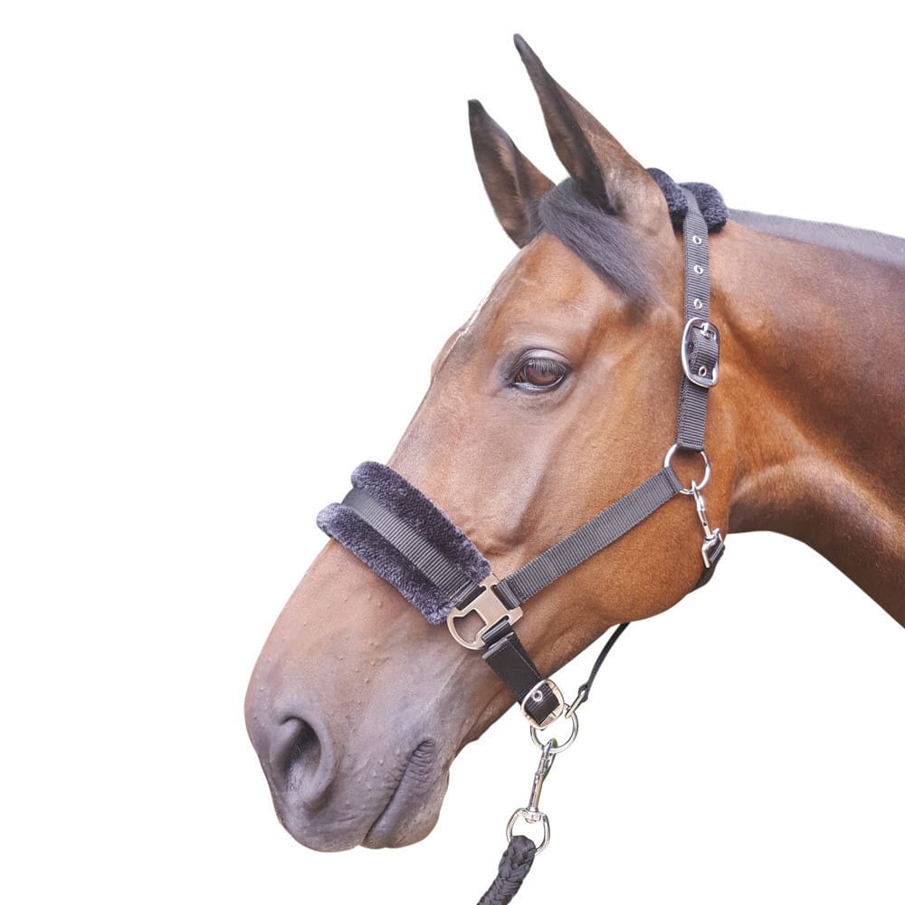 Hy Equestrian Faux Fur Padded Head Collar & Lead Rope
