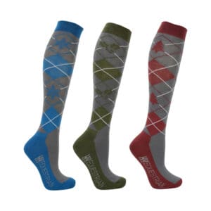 Hy Equestrian Christmas Argyle Socks (Pack of 3)
