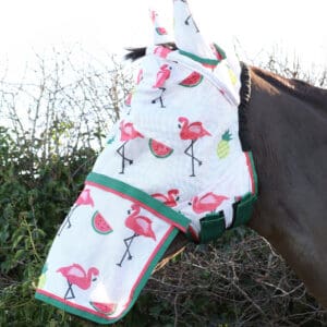 Hy Equestrian Flamingo Fly Mask with Ears and Detachable Nose